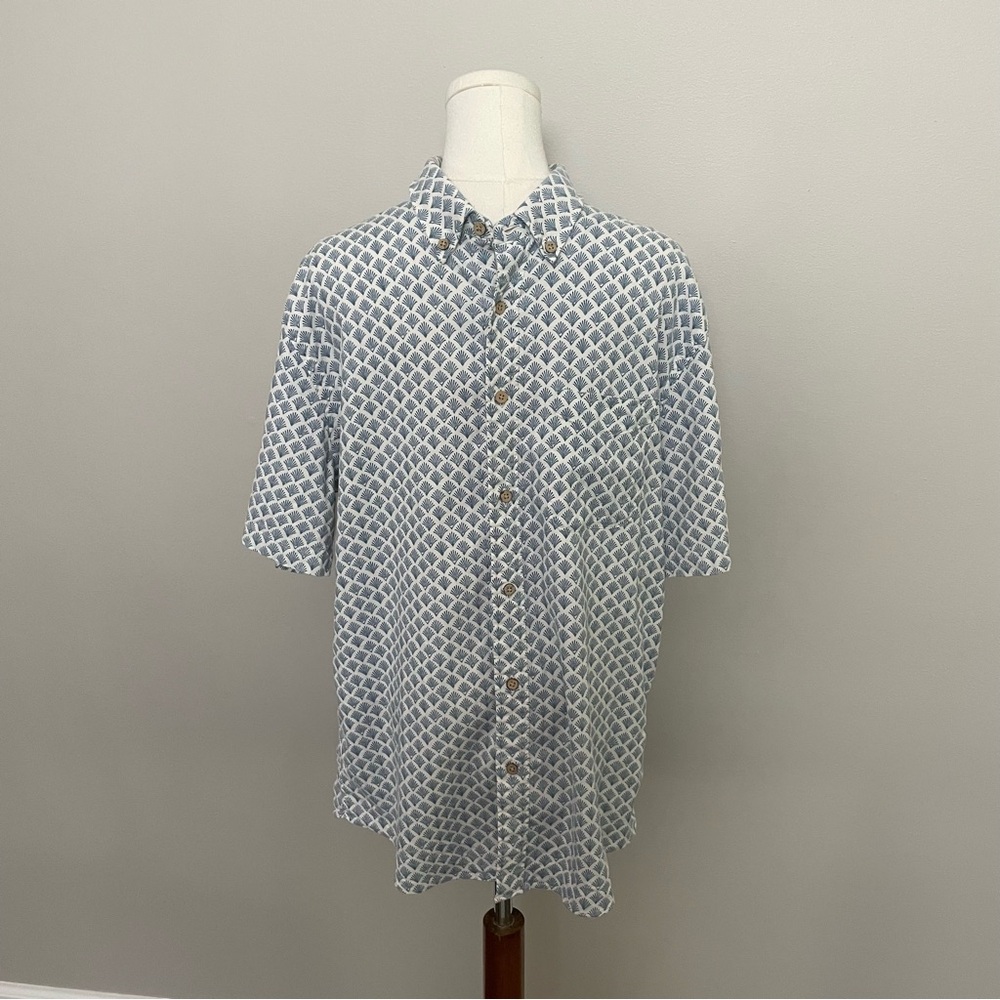 Faherty Shirt The Breeze Button Down Hemp Blend Relaxed Fit Beach Travel Blue